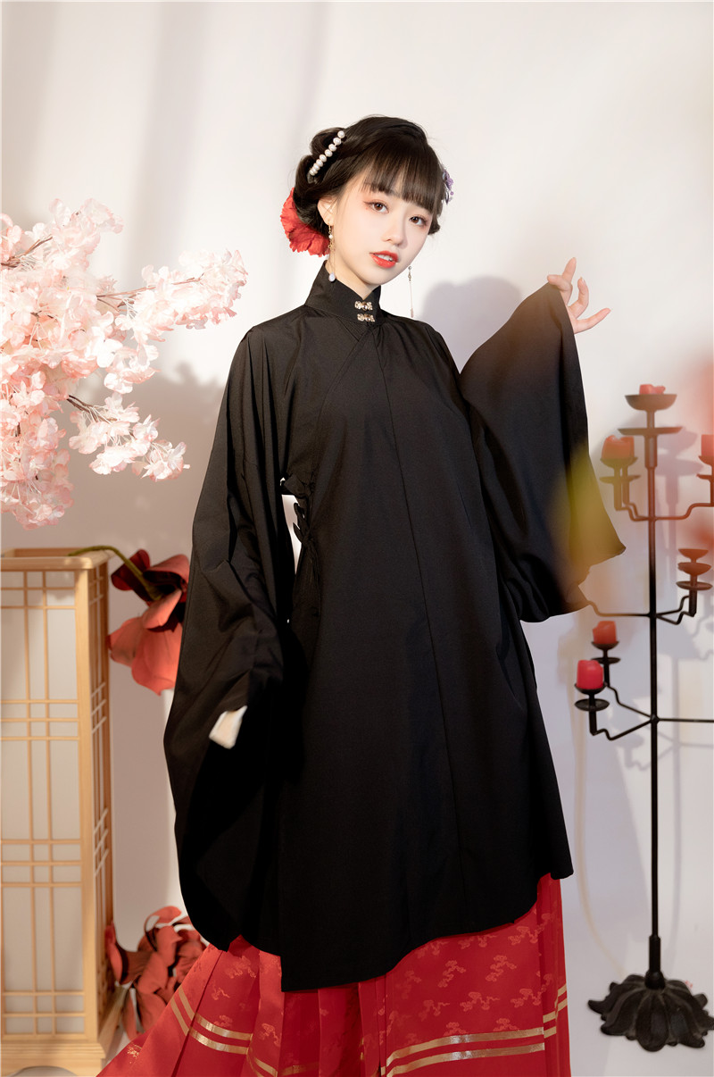 言兮亭汉服言兮亭汉服立领斜襟纯色长衫披风明制白菜汉服日常百搭春夏秋款女0