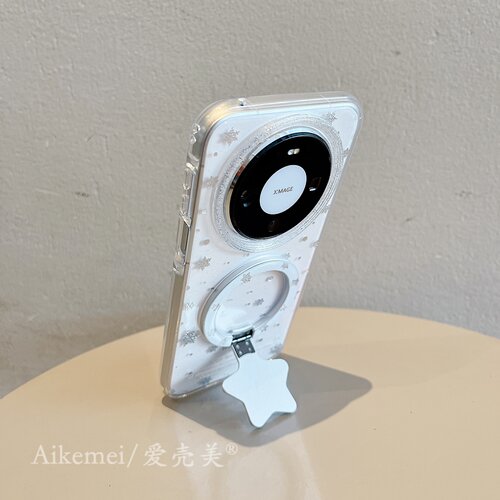适用华为mate80promax手机壳韩系透明雪花水滴Mate70pro星星磁吸支架mate60pro链条挂绳pura80pro+防摔男女款 - 图2