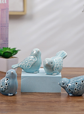 景德镇陶瓷小鸟摆件家居装饰品