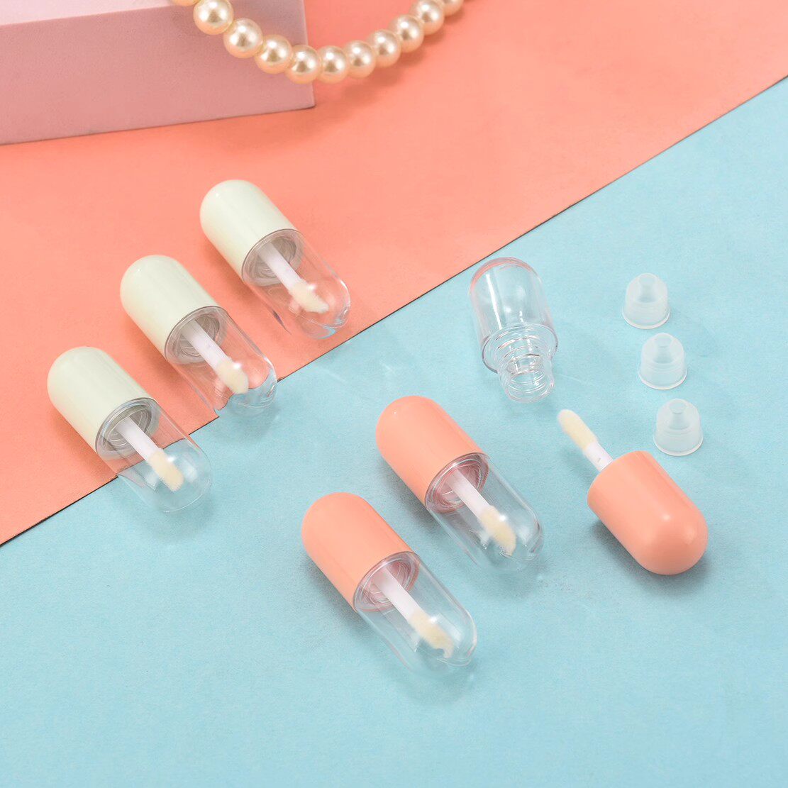 迷你透明胶囊唇釉管瓶空瓶圆形空管塑料唇彩管包材唇蜜瓶子口红管,淘宝优惠券,粉丝福利购,淘宝优惠卷