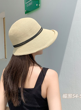 草帽出游休闲女夏大檐折叠遮阳帽