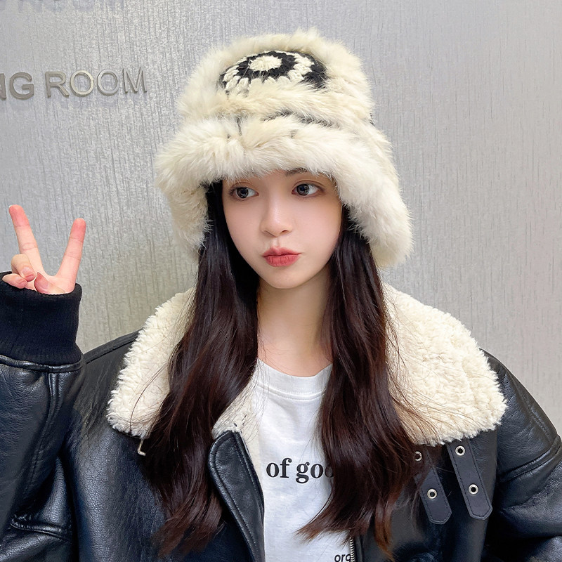 兔毛针织毛绒帽子女冬季毛茸茸虎头醒狮渔夫帽可爱显脸小毛线盆帽,淘宝优惠券,粉丝福利购,淘宝优惠卷