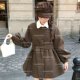 Autumn and winter 2025 great-looking double-sided woolen coat for small women French style lace-up lantern sleeve windbreaker dress