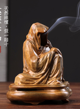 天然绿檀达摩香炉桌面摆件