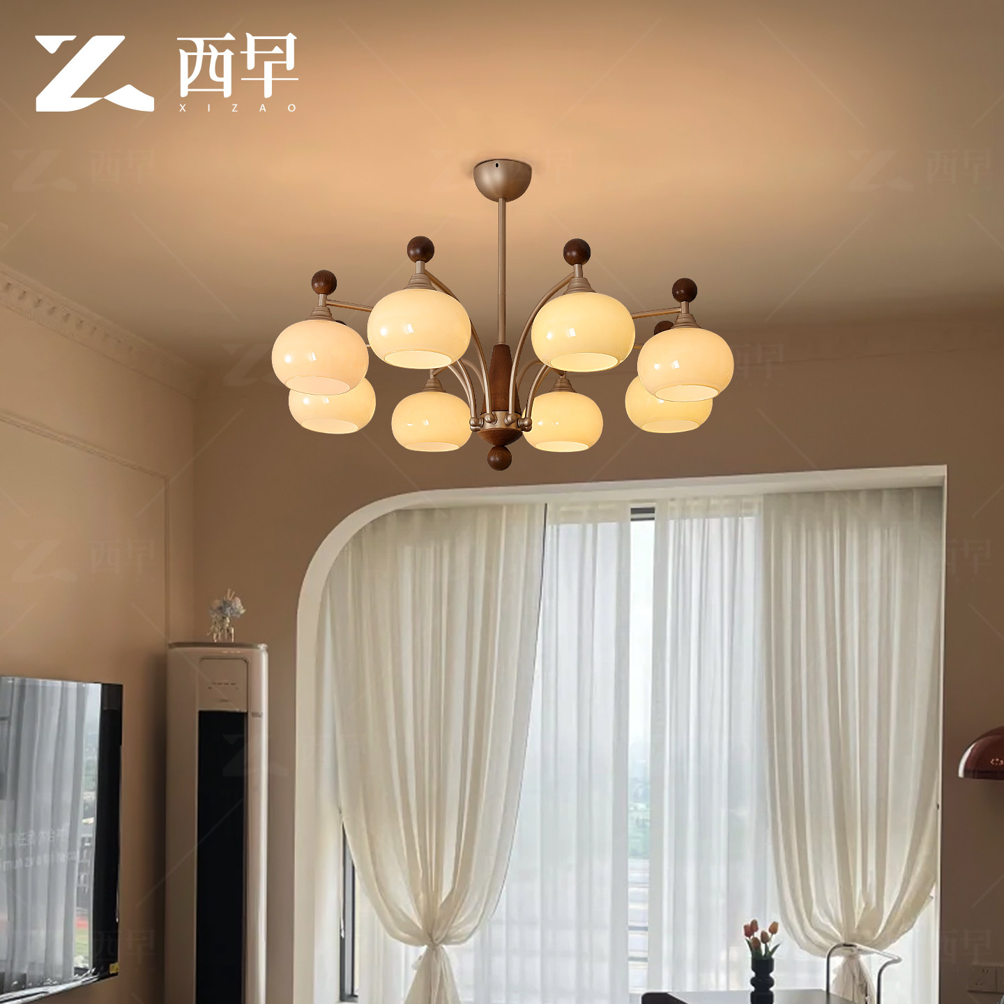 法式中古柿子客厅大灯吊灯美式复古大气主灯轻奢高级2025新款西早,淘宝优惠券,粉丝福利购,淘宝优惠卷