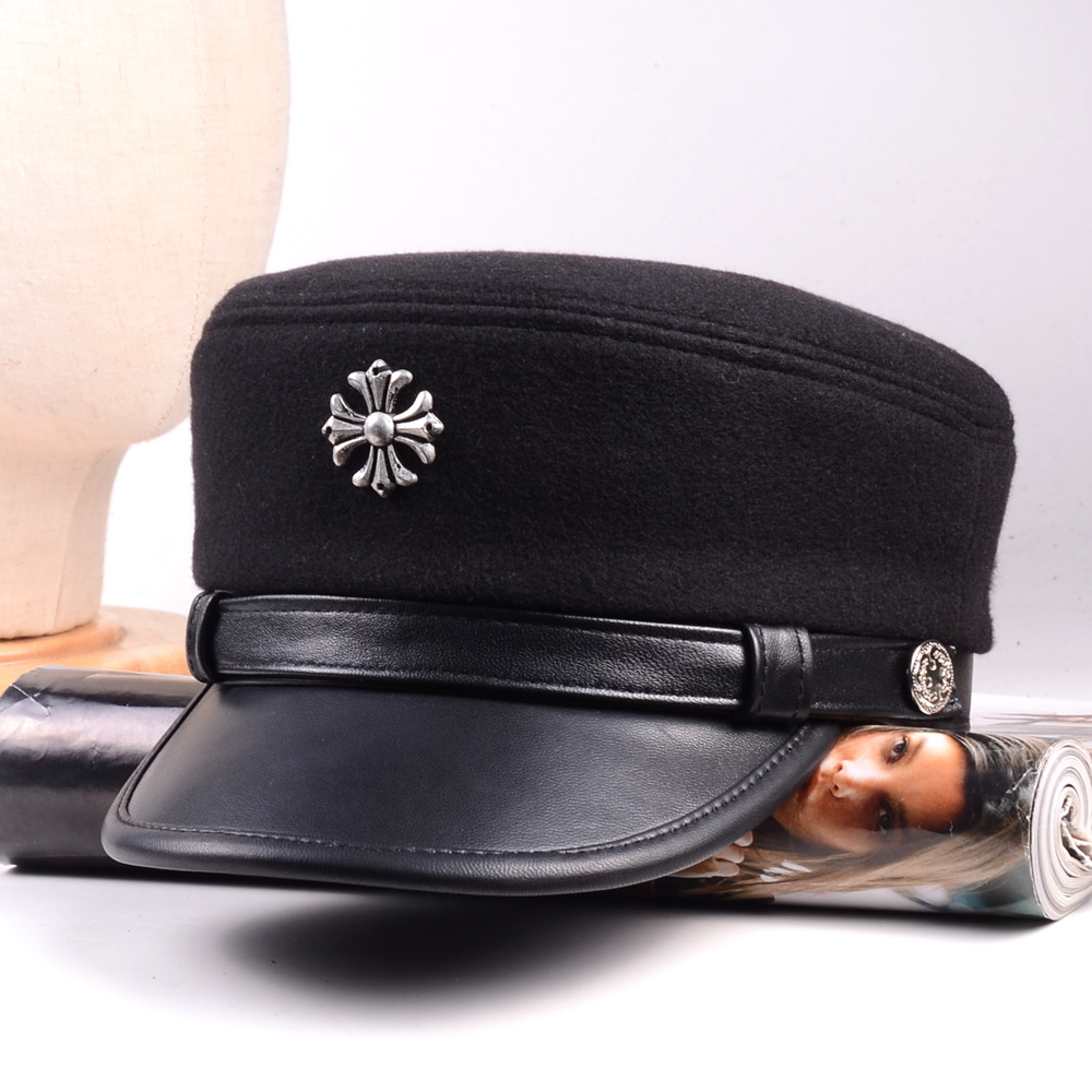 真皮秋冬潮街头青年毛呢帽子十字架学生帽爵士帽平顶帽男女,淘宝优惠券,粉丝福利购,淘宝优惠卷