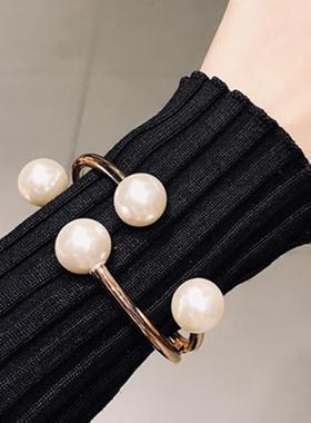 日韩个性时尚珍珠开口手镯女