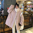 Autumn And Winter Korean Version Ins Loose Large Fat Mm200kg Imitation Lamb Wool Splicing, Women Wearing Thickened Coat And Cotton Clothes On Both Sides