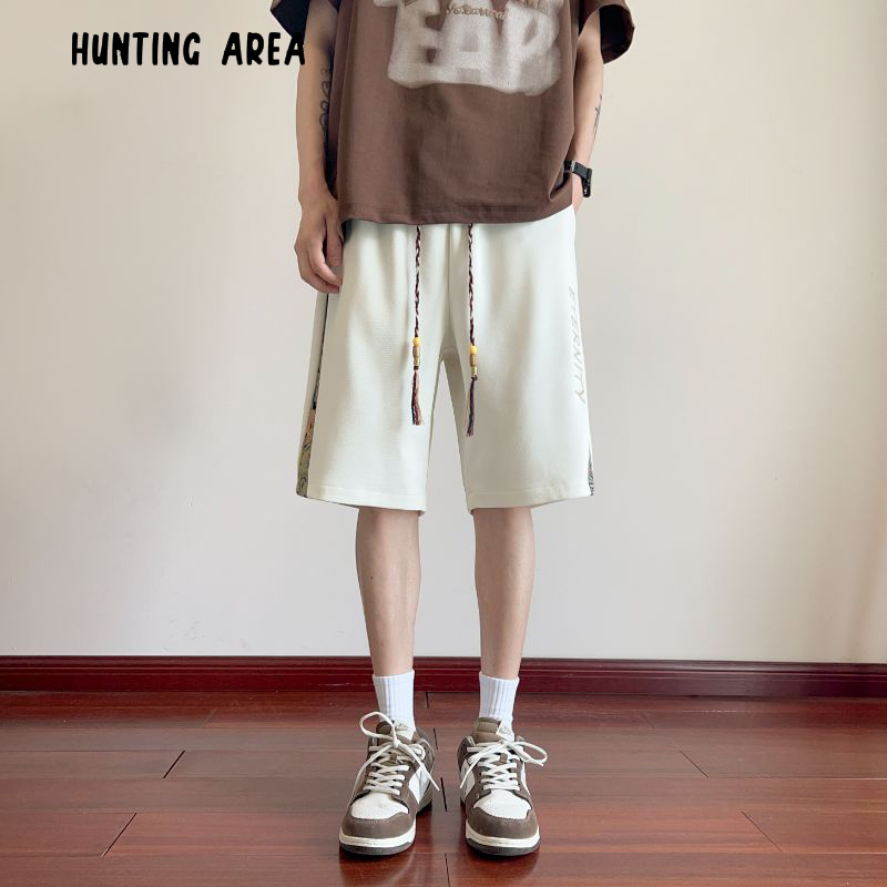 Hunting Area字母刺绣侧边图案宽松运动透气休闲五分短裤 HU9127 - 图2