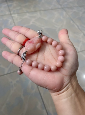 新中式国风原创设计天然原矿粉澳宝水晶蝠牌珠串复古小众手链手串