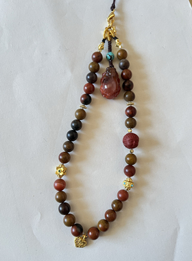 新中式国风原创本命年招财貔貅天然南红玛瑙包浆珠串手机链挂件女