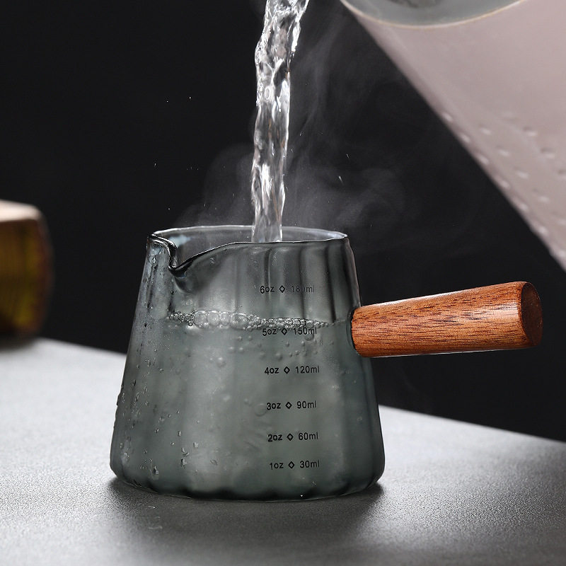 木把双嘴180毫升奶盅咖啡奶杯意式玻璃咖啡量杯竖纹迷你奶盅司杯,淘宝优惠券,粉丝福利购,淘宝优惠卷