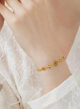 金店同款沙金新中式格桑花花颂手链珐琅工艺气质国风手饰