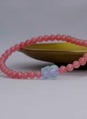 天然收藏级红纹石桃花水晶手链