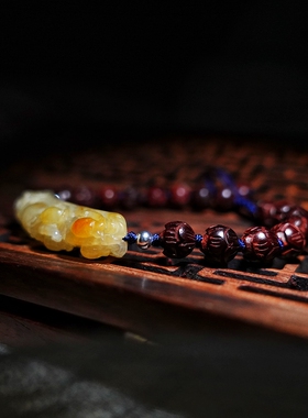 原创A货翡翠貔貅手牌沉香手链