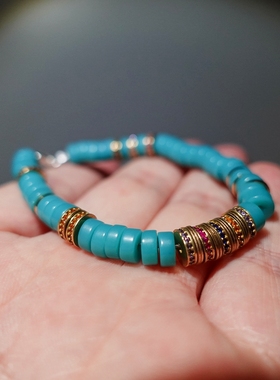 原创小众琉璃雪巴珠银饰细手链