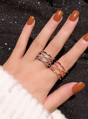 交叉缠绕可调节夸张风宽版戒指