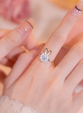 戒指女可爱灵动兔子可旋转指环