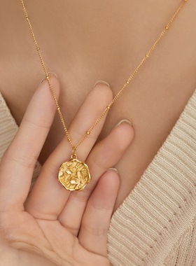 圆牌桃花印记项链颈链锁骨链