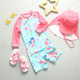 2026 ໃຫມ່ເດັກນ້ອຍຫນຶ່ງສິ້ນ Surf Suit ແຂນຍາວເດັກນ້ອຍເດັກຍິງເດັກນ້ອຍງາມພິມ Sunscreen Swimsuit ສູງ