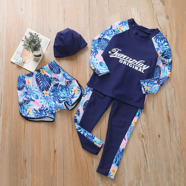 2026 New Swimsuit Long Sleeve Long Pants Children's Swimsuit Big Children's Swimsuit Wholesale Girls Split Swimsuit High