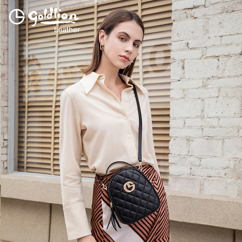 金利来2023新款单肩真皮潮斜挎小包 金利来微购女士包袋