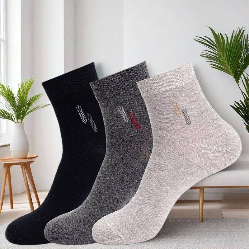 浪莎袜子男士纯棉秋冬款长筒防臭袜吸汗透气纯色冬季抗菌商务中筒