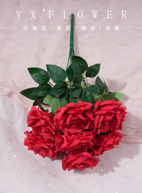 9头钻石玫仿真假花绢花婚庆礼堂花排路引插花装饰布置家居花艺