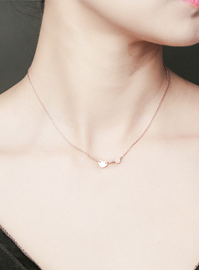 银镀金镶宝石原创心形项链饰品