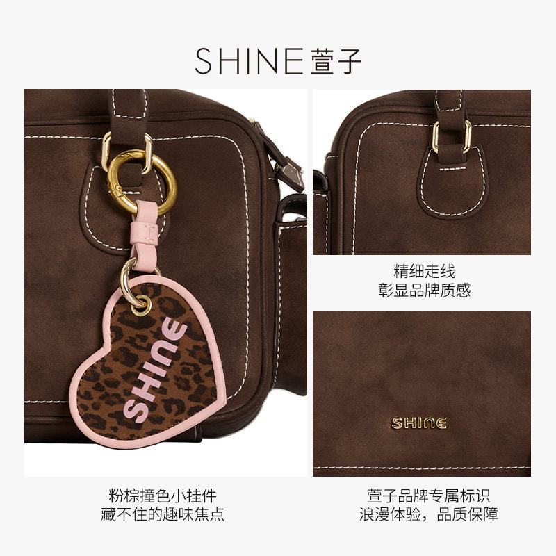 SHINE萱子饰品心动粉豹系列时髦韩系法棍包通勤单肩包保龄球包,淘宝优惠券,粉丝福利购,淘宝优惠卷