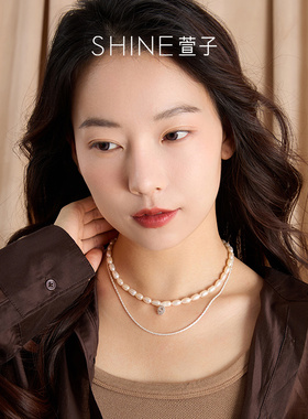 萱子饰品优雅双层淡水珠项链