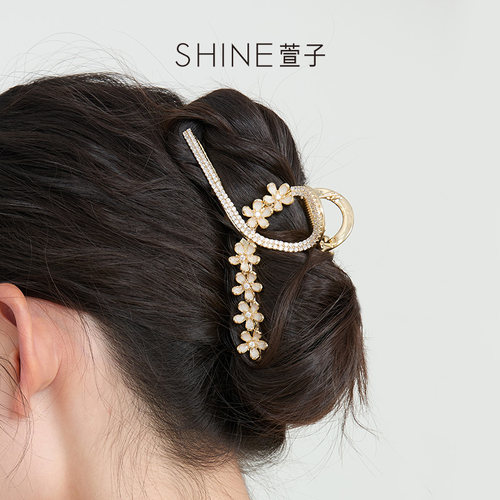 SHINE萱子饰品栀子花抓夹鲨鱼夹大号设计头饰生日礼物早春配色 - 图0