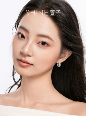 SHINE萱子饰品彩色锆石环形耳环女士几何设计感耳饰时尚百搭