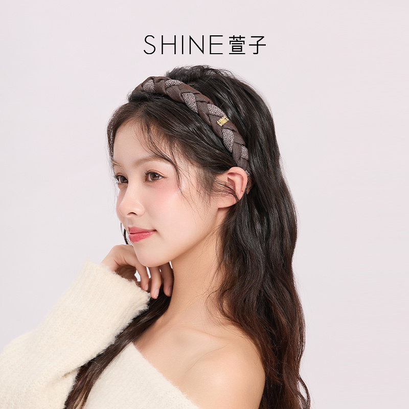 SHINE萱子饰品时髦编织发箍复古拼色麻花发卡高颅顶神器秋冬发饰,淘宝优惠券,粉丝福利购,淘宝优惠卷