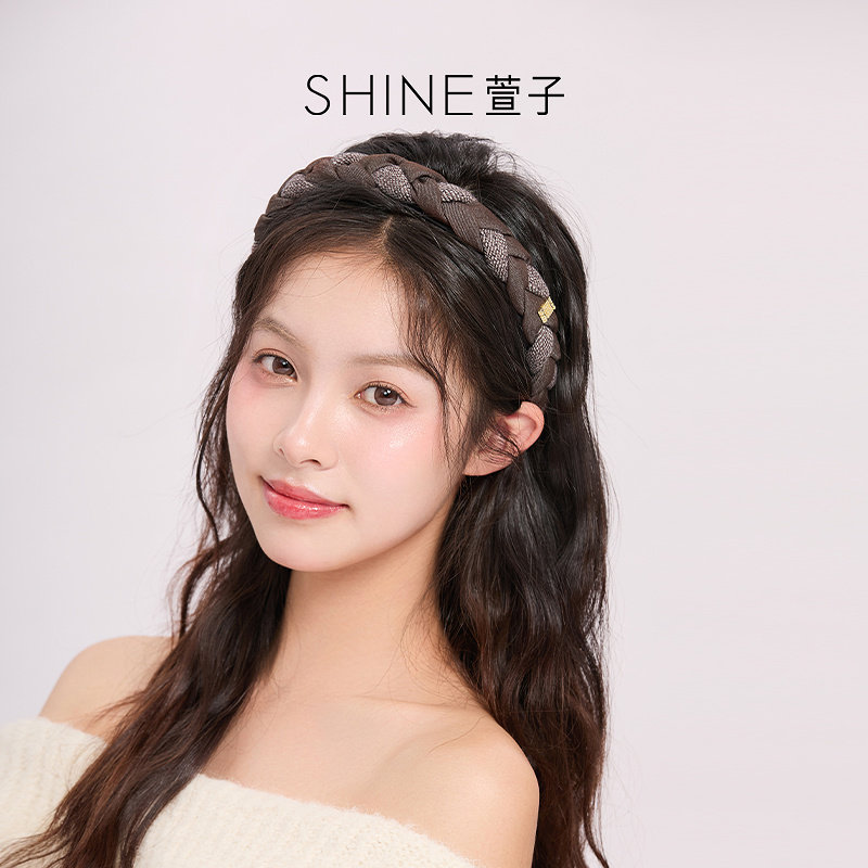 SHINE萱子饰品时髦编织发箍复古拼色麻花发卡高颅顶神器秋冬发饰,淘宝优惠券,粉丝福利购,淘宝优惠卷