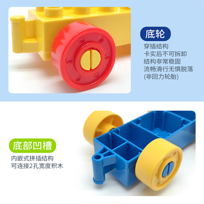 大颗粒积木小火车工程车火车轨道车厢车底配件儿童益智拼装玩具,淘宝优惠券,粉丝福利购,淘宝优惠卷