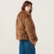 Lefame Lafayette metal flower brooch decorated fox fur midi coat top