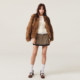 Lefame Lafayette metal flower brooch decorated fox fur midi coat top