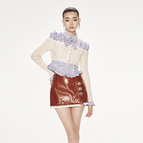 LE FAME LaFeim 2023 Winter New Pinshot Academy Wind leave Two woven splicing shirts