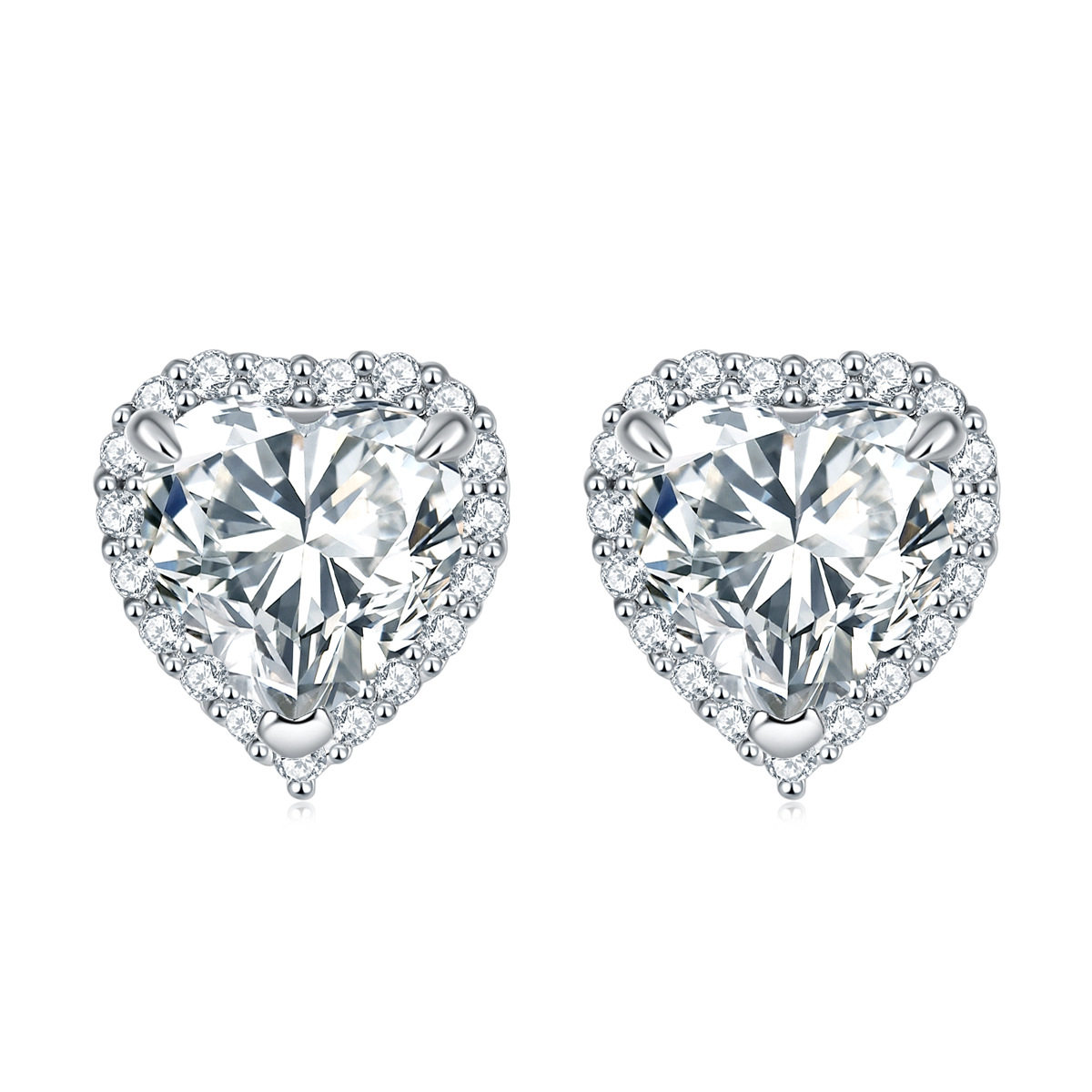 S925 sterling silver love necklace ring earrings three-piece set