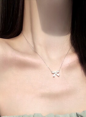 S925纯银蝴蝶结锁骨链女款百搭