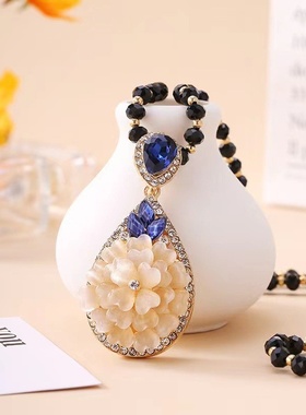 厂家直销韩版长款毛衣链女项链秋冬气质百搭水晶衣服配饰挂件