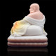 Maitreya Buddha Statue White Marble Desktop Ornament Bag Monk