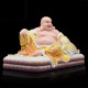 Maitreya Buddha Statue White Marble Desktop Ornament Bag Monk
