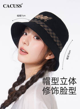 CACUSS纯棉女秋冬遮阳渔夫帽