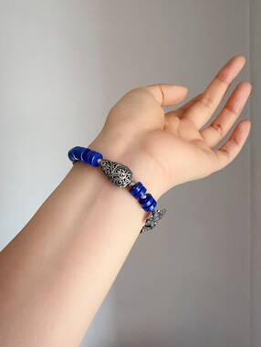 原创青金石手链手串老银梅兰竹菊方牌配饰送女友闺蜜生日礼物