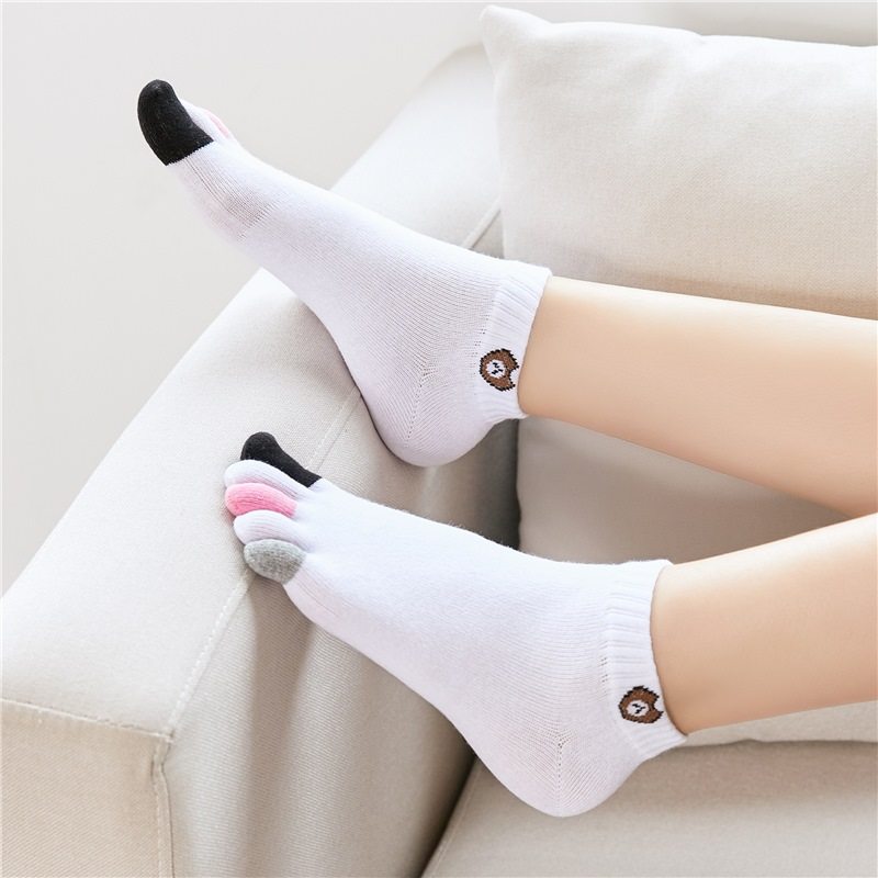 蓝姿欣新品纯棉女短筒中统脚趾袜子 蓝姿欣短袜/打底袜/丝袜/美腿袜