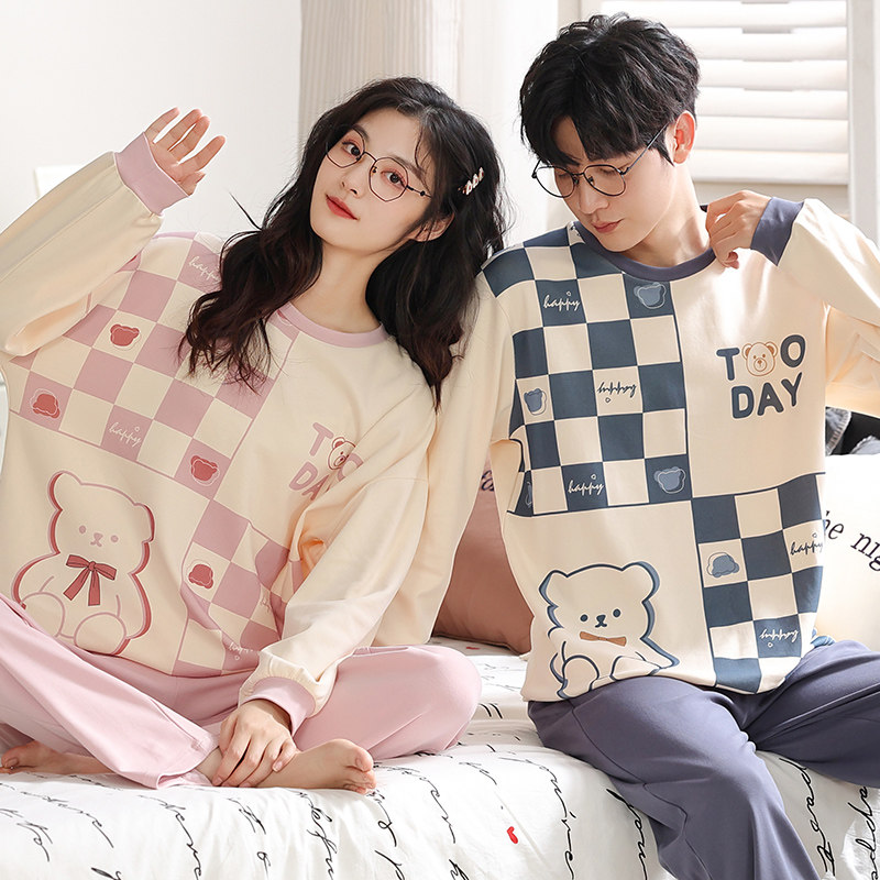 100%纯棉情侣睡衣女秋冬长袖长裤全棉可爱卡通春秋男士家居服套装,淘宝优惠券,粉丝福利购,淘宝优惠卷