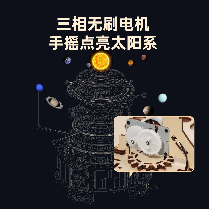 若客太阳系星轨木头diy拼装模型木制3d立体拼图积木男孩生日儿童 - 图1