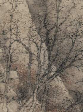 王翚仿李成雪霁图复古字书国画真迹山水风景竖幅挂轴高清复制装饰